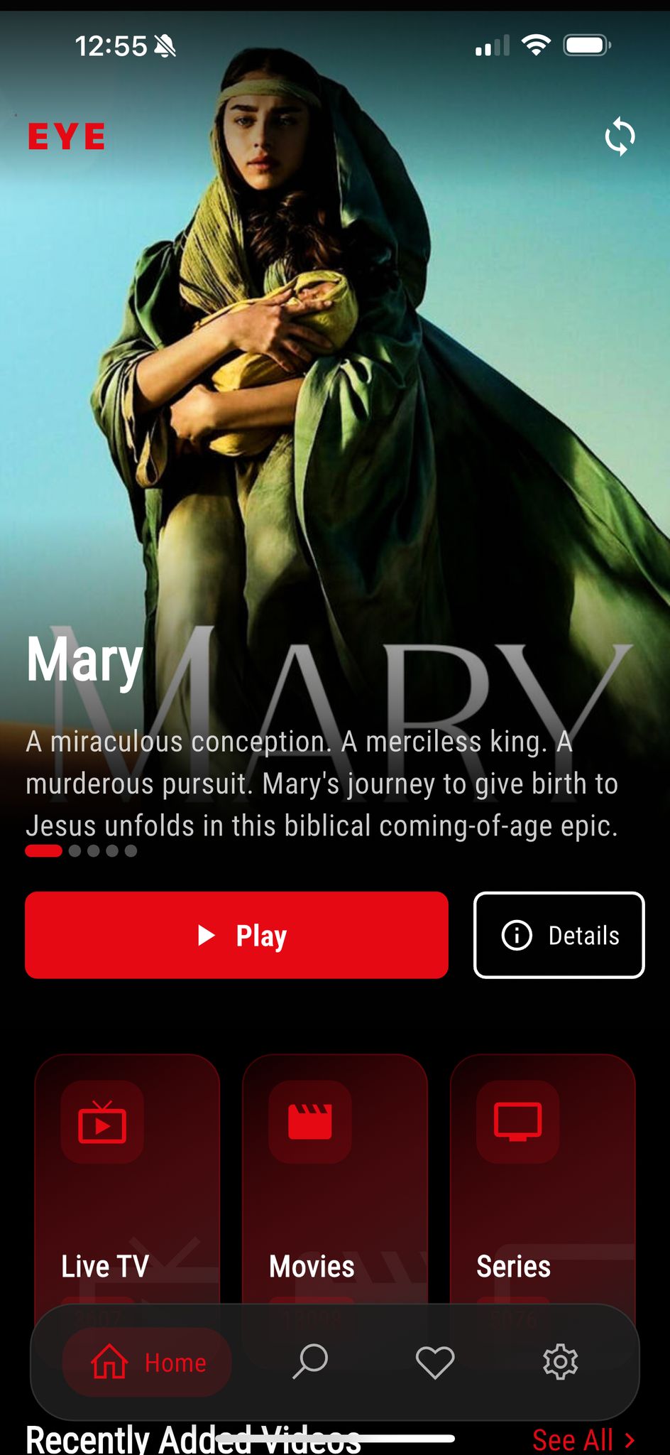 Eye IPTV app sync feature